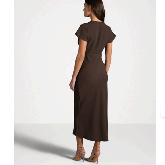JAKI Made in Italy Juliette V Neck Dress  Espresso Brown Size XL NWT - Picture 6 of 13